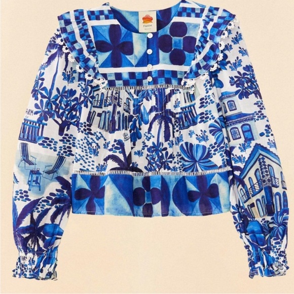 NWT FARM Rio Sweet Rio Long Sleeve Cotton Peasant Blouse - Picture 3 of 8